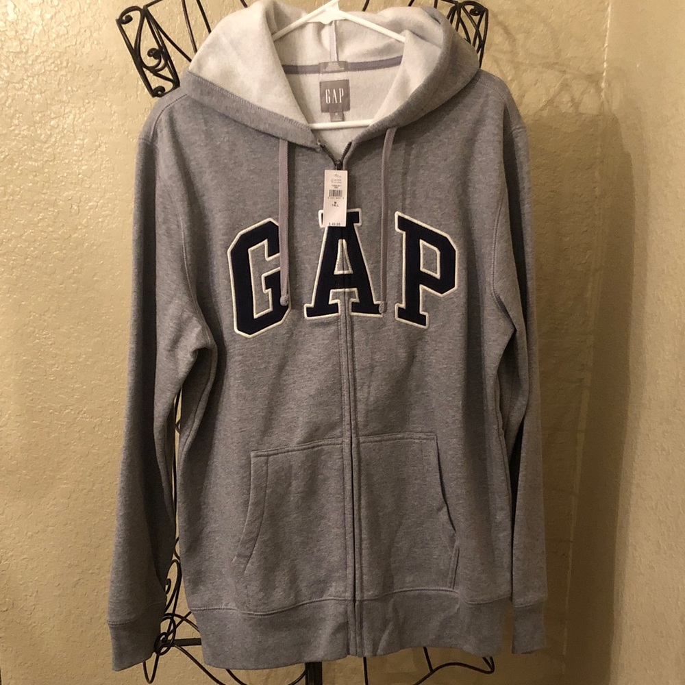 GAP Charcoal Zip-Up Hoodie Unisex M Tall NWT